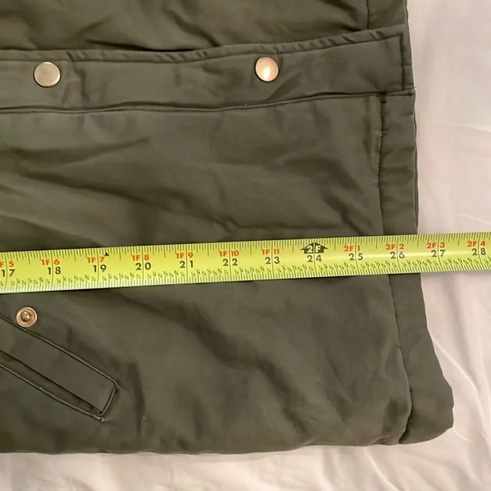 Forever 21 Green Faux Fur Parka Coat Jacket Girls Size 13/14 Full Zip Lined